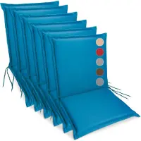 Sunnypillow 6er Set Gartenstuhlauflagen 100 x 50 extra dick 9cm Niedriglehner Auflagen waschbar wasserdicht Polsterauflagen Outdoor Stuhlauflagen Polster Sitzkissen Gartenstuhl Blau