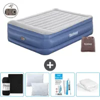 Bestway Luftmatratze - 2-Personen - 152 x 203 x 56 cm - Grau/Blau - Inklusive Zubehör