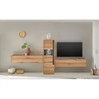 Empinio24 Wohnwand Eiche 350 cm 3-teilig Nr 14 mit Beleuchtung Boston