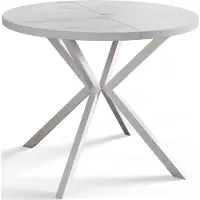 Alpi Möbel Alpi Moebel, Runder Esstisch Loft Liten, Modern Ausziehbarer Tisch 120-200 cm, Marmur mit Weiß Metallbeinen