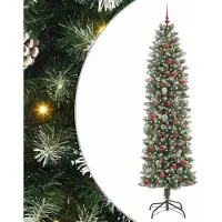 Syfax Künstlicher schlanker Weihnachtsbaum Grün und Weiß 240 cm
