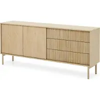 Masseno Kommode ROCCO 187,1 cm Sideboard mit 3 Schubladen und 2 Türen für Wohnzimmer Schlafzimmer Modern 187,1x39,5x79,8 cm Eichefarben / Eichefarben