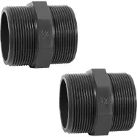 Haf 2x PVC Fittings Doppelnippel mit 1 1/2" | Außengewinde x Außengewinde | 1,5 Zoll x 1,5 Zoll | Verbinder aus grauem PVC | PN16 für Verrohrung