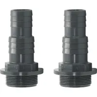 Haf 2x PVC Druckschlauchtülle mit 32mm 38mm x 1 1/2" | Schlauchtülle x Außengewinde | Schlauchverbinder aus grauem PVC-U | PN16 für Pool und Teich