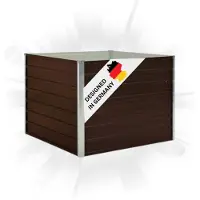 DELUKE Hochbeet für Garten EMIL Quadrat Braun | 100x100x77cm | Verzinkter Stahl | Wetterfest | Gartenbeet Kräuterbeet Blumenbeet Beet hoch Frühbeet für Garten Gemüsebeet