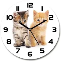 Tulup Wanduhr aus Glas 30fi Glasbild Glasuhr Gehärtetes Glas - schwarze-zeiger - Brown and red cat