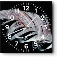 ARTTOR Wanduhr - Quadrat - Glasuhr - Feder die Farben Zartheit - 40x40cm - Schleichendes Uhrwerk - Lautlos - zum Aufhängen bereit - Dekoration Modern - Wanddekoration aus Glas - C4AC40x40-4959