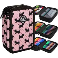 CoolPack Federmappe Gefüllt Schüleretui Mäppchen 3 Fach für Mädchen rosa Hunde
