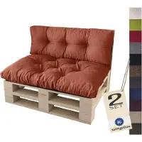 Sunnypillow Palettenkissen für Palettenmöbel - 2er Set - Palettenauflage 120 x 80 für Palettensofa - Palettenpolster für Garten, Gesteppte Kissen für Europaletten - Sitzkissen & Rückenkissen Orange