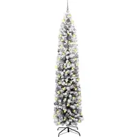 vidaXL Best Möbel Schlanker Weihnachtsbaum mit 300 LEDs & Ball- Set & Schneeflocken Grün 240 cm - Künstliche Weihnachtsbäume CL34383