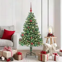 vidaXL "Schlussverkauf" Weihnachtsbaum(1 pc) - Kunstbaum/Tannenbaum - mit 150 LEDs mit Ständer Grün 150 cm PVC C7652