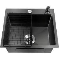 GreatDEshop2021 Spülen 45*40*20cm Edelstahlspüle Moderne Küchenspüle (Schwarz Grau)
