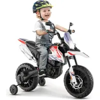 Goplus 12V Aprilia Elektro-Motorrad, Kindermotorrad mit 2 Stützrädern & Musik, Doppelmotoren & Stoßdämpfern, Kinderfahrzeug für Kinder von 3–8 Jahren