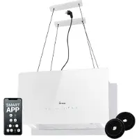 KKT Kolbe Dunstabzugshaube 60 cm 764 cbm/h Umluft | 9 Stufen | Smart WLAN WiFi App | Inselhaube freihängend | Deckenmontage | Weiß | Glas | LED-Beleuchtung | Nachlaufautomatik | CUBE60FW