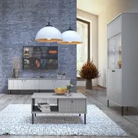 Lomadox Wohnmöbel Set grau IPSWICH-166 modern 3-teilig