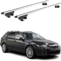 Aurilis Dachträger Grundtäger für Mazda 6 Kombi 2002-2008 90kg Alu Silber 2 tlg ABE