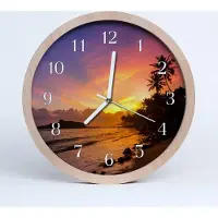 Tulup Holzuhr 30fi cm wanduhr - Sunset Natur