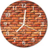 Tulup Glasuhr Wanduhr Küchenuhr Echt-Glas 30fi cm Ziegel Mauer rot