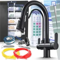 ARI Nordic 3-Wege Küchenarmatur Schwarz Matt Ausziehbar mit 5-Stufen Wasserfiltersystem Untertisch Trinkwasserfilter
