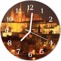 Tulup Glasuhr Wanduhr Küchenuhr Echt-Glas 30fi cm Prag gelb