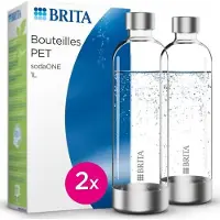 Brita SodaONE Flaschen 2er Pack, 1L Kapazität, PET, Wiederverwendbar bis 24 Monate