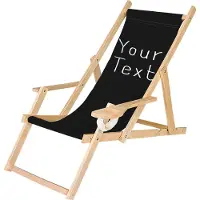 Ferocity Holz Liegestuhl Klappbar Personalisiert Klappliegestuhl mit Armlehne und Getränkehalter Strandstuhl Motiv Bedrucken Schwarz, Deinen Text [119]