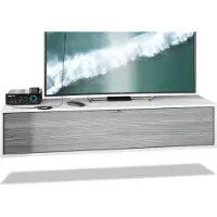 Vladon TV Board Lana 140 Hängeschrank Lowboard 140 x 29 x 37 cm, Germany, Korpus in Weiß matt, Fronten in Avola-Anthrazit | Große Farbauswahl
