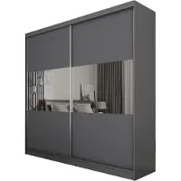 Masseno Schiebetürenschrank ROSALIA 200 cm Kleiderschrank Schlafzimmer Schrank 2-türig mit Spiegel Grau