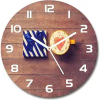 Tulup Wanduhr aus Glas 30fi Glasbild Glasuhr Gehärtetes Glas - weisse-zeiger - Coffee and a gift