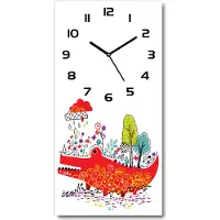 Tulup Wanduhr aus Glas – 30x60 cm - Glasbild - Glasuhr - Gehärtetes Glas -Krokodil