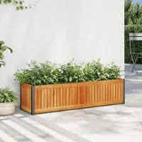 vidaXL "2026 Promotion" Hochbeet - Pflanzkübel - 110x30x27,5 cm - Massivholz Akazie und Stahl - Beete CC22325