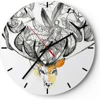 ARTTOR Wanduhr - Rund - Glasuhr - Lieber Wilde Blumen Wald - 30x30cm - Schleichendes Uhrwerk - Lautlos - zum Aufhängen bereit - Dekoration Modern - Wanddekoration aus Glas - C3AR30x30-3111