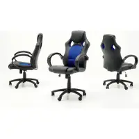 MCA Chefsessel höhenverstellbar RICKY mit Wippfunktion Schwarz / Blau | 1