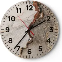 ARTTOR Wanduhr - Rund - Glasuhr - Stein Sand Abstraktion - 30x30cm - Schleichendes Uhrwerk - Lautlos - zum Aufhängen bereit - Dekoration Modern - Wanddekoration aus Glas - C4AR30x30-4778