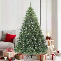 vidaXL "Schlussverkauf" Künstlicher Weihnachtsbaum(1 pc) - Kunstbaum/Tannenbaum - mit 300 LEDs Grün 180 cm PE und PVC C8031