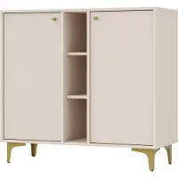 Masseno Kommode TORINO 100 cm Sideboard mit 2 Türen für Wohnzimmer Schlafzimmer Modern 100x41x94 cm Beige / Beige