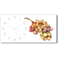 Tulup Wanduhr aus Glas – 60x30 cm - Glasbild - Glasuhr - Gehärtetes Glas - weisse-zeiger - Ein paar Trauben
