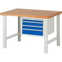 RAU Werkbank mit 4 Schubladen - Teilauszug - 60:1 / 90:2 / 120:1 - 840 x 1.250 x 900 mm (HxBxT) - Traglast 750 kg - Buche