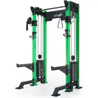 ATLETICA R8 Bradley Kurz | 2x95kg Weight Stack | Electric Green | Dualer Kabelzug mit 2x95kg seitlichen Gewichtsblöcken| Sehr stabil und platzsparend