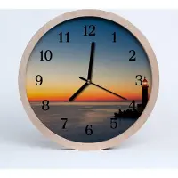 Tulup Holzuhr 30fi cm wanduhr - Leuchtturm-Landschaft