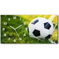 Tulup Wanduhr aus Glas – 60x30 cm - Glasbild - Glasuhr - Gehärtetes Glas - weisse-zeiger - Ball im Tor