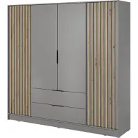 Masseno Drehtürenschrank NELIANA 206 cm Kleiderschrank Schlafzimmer Schrank 4-türig Grau