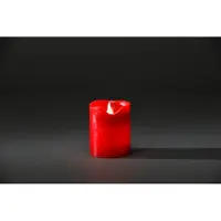 Konstsmide - LED Echtwachskerze, rot, zerlaufene Wachsoptik, mit an/aus Schalter und Lichtsensor, 10 cm, 2 warm weiß flackernde Dioden, batteriebetrieben, Innen, 2 x AA 1.5V (exkl.); 1967-550