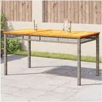 Markenlos Gartentisch Terrassentisch Wetterfest Lounge Tisch Outdoor Balkonhängertisch Grau 140x80x75 cm Poly Rattan Akazienholz