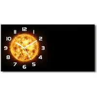 Tulup Wanduhr aus Glas – 60x30 cm - Glasbild - Glasuhr - Gehärtetes Glas - weisse-zeiger - Sonne