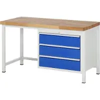 RAU Werkbank mit 3 XL Schubladen - Teilauszug - 180:3 - 840 x 1.500 x 700 mm (HxBxT) - Traglast 1.250 kg - Buche