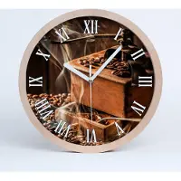 Tulup Holzuhr 20fi cm wanduhr - weiße Spitzen - Kaffeebohnen