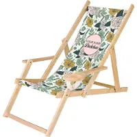 Ferocity Holz Liegestuhl Personalisierbarer Klappbar Klappliegestuhl mit Armlehne und Getränkehalter Strandstuhl Motiv Azalien und Rosen [119]