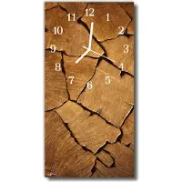Tulup Glasuhr Wanduhr Küchenuhr Echt-Glas 30x60 Holzmuster Braun