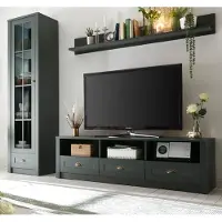 Furn.Design Wohnwand "Forres" 3-teilig grün Landhaus Schrankwand 230 x 198 cm